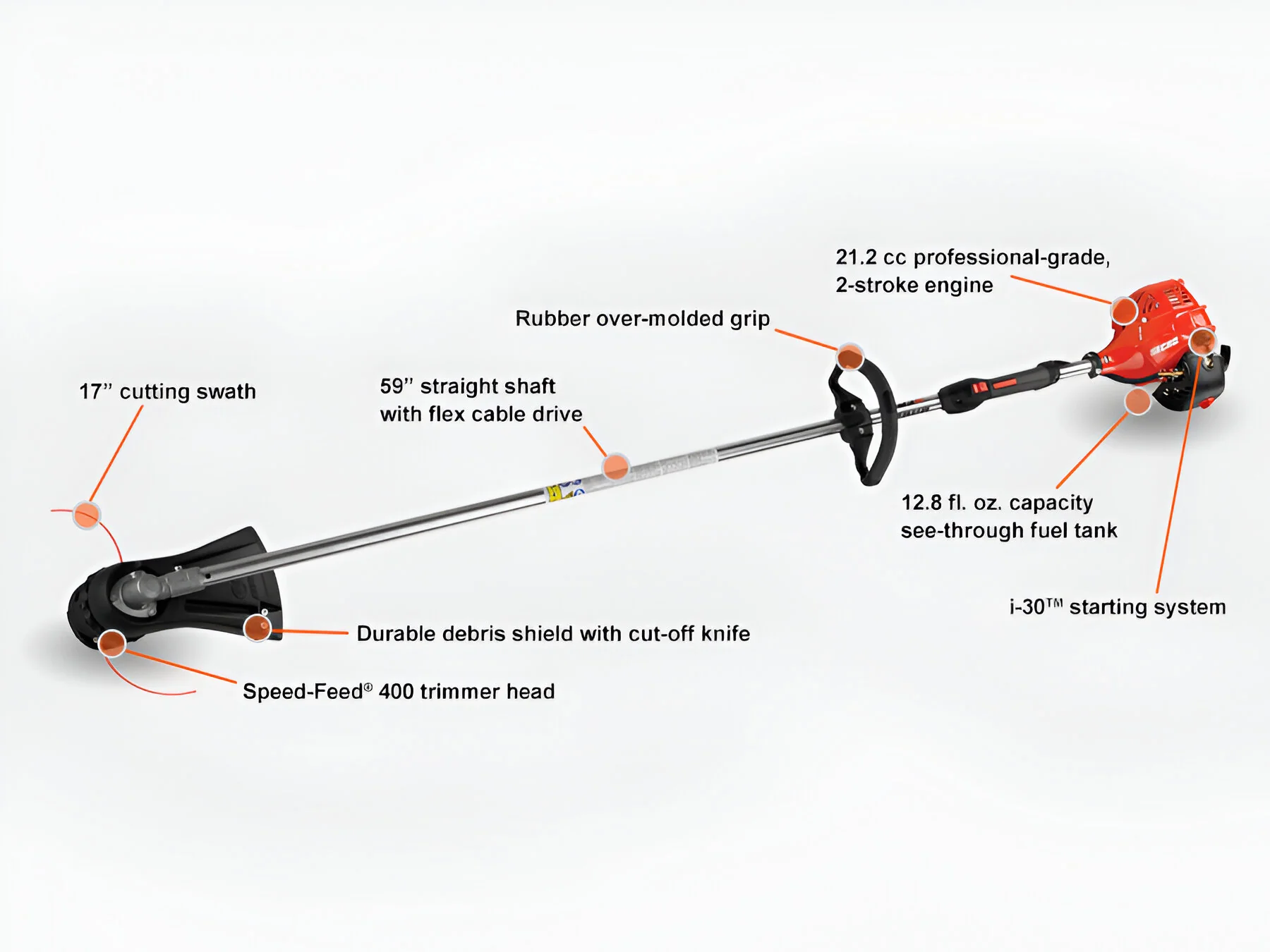 ECHO SRM 225i Line Trimmer Straight Shaft 21.2cc I-75 Start Engine - Zehr's Sales & Manufacturing