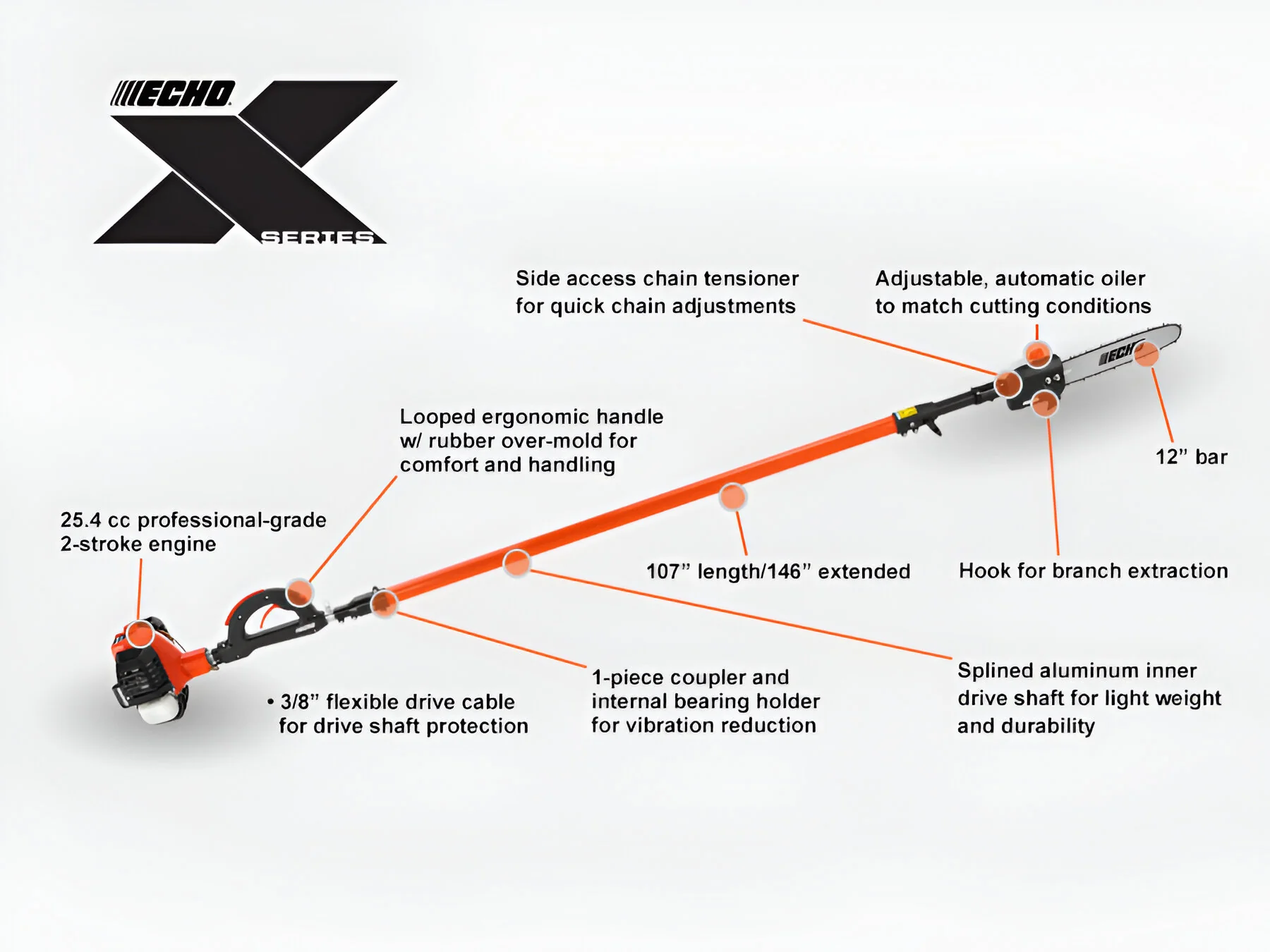 ECHO PPT-2620H Pruner w/ Telescoping Shaft 25.4cc Engine - Zehr's Sales & Manufacturing